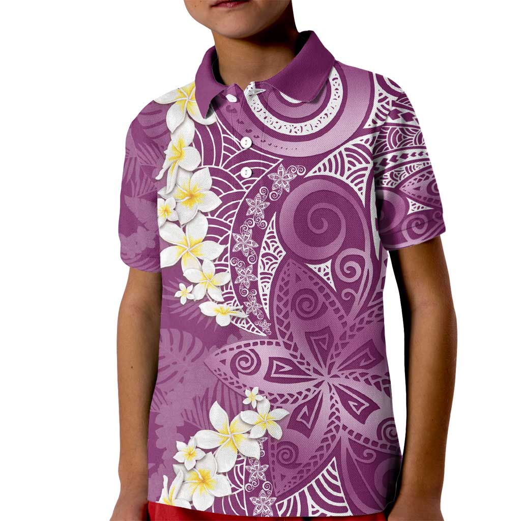 Pink Polynesian Tribal Frangipani Tropical Vibe Kid Polo Shirt LT14 Kid Pink - Polynesian Pride