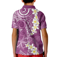 Pink Polynesian Tribal Frangipani Tropical Vibe Kid Polo Shirt
