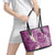 Pink Polynesian Tribal Frangipani Tropical Vibe Leather Tote Bag