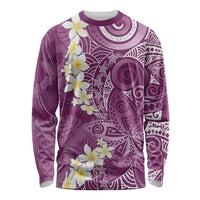 Pink Polynesian Tribal Frangipani Tropical Vibe Long Sleeve Shirt