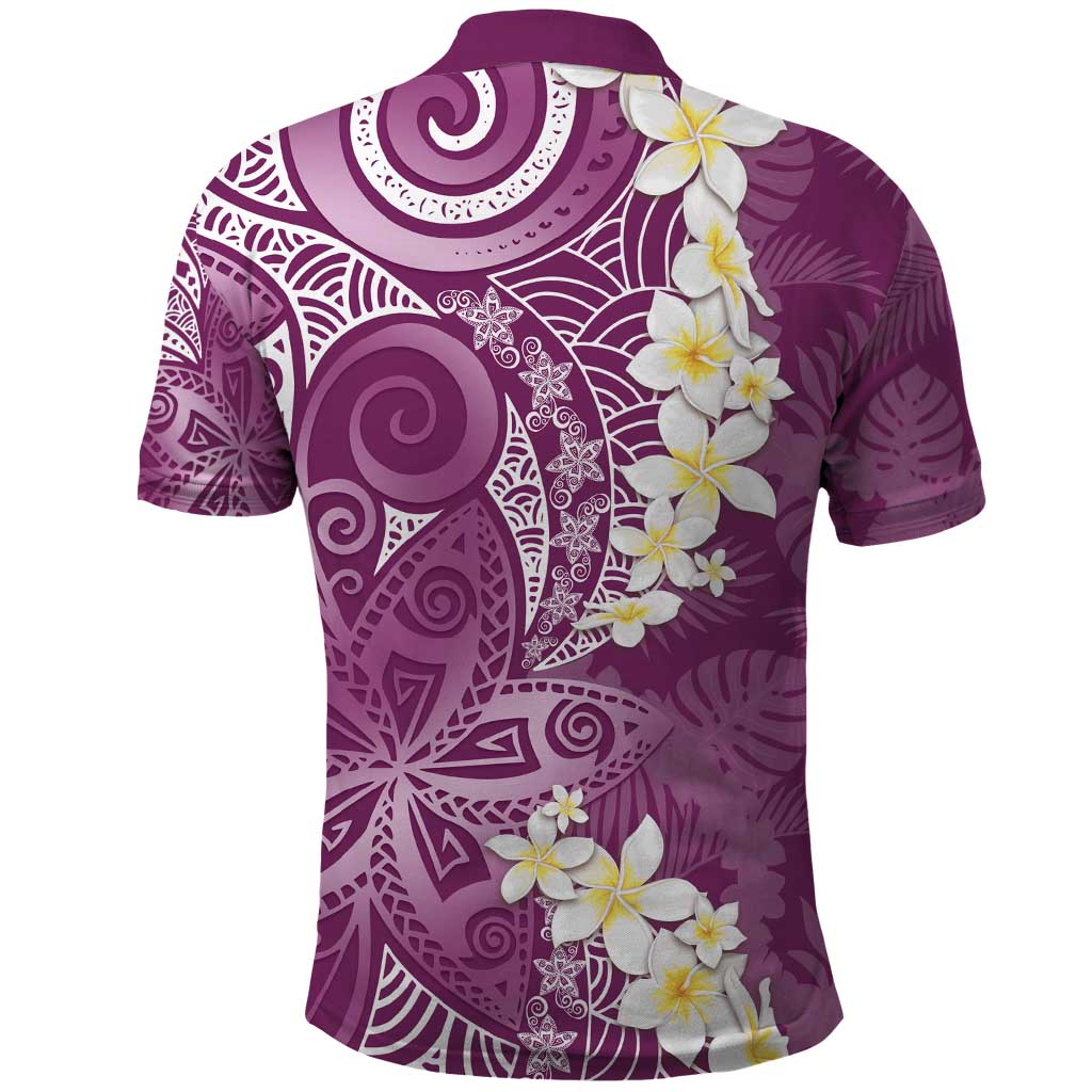 Pink Polynesian Tribal Frangipani Tropical Vibe Polo Shirt