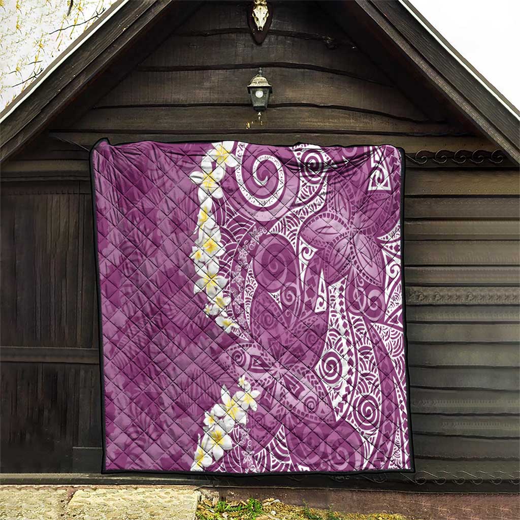 Pink Polynesian Tribal Frangipani Tropical Vibe Quilt