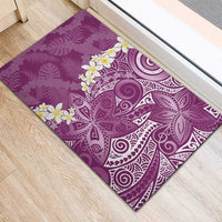 Pink Polynesian Tribal Frangipani Tropical Vibe Rubber Doormat