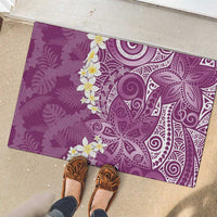 Pink Polynesian Tribal Frangipani Tropical Vibe Rubber Doormat