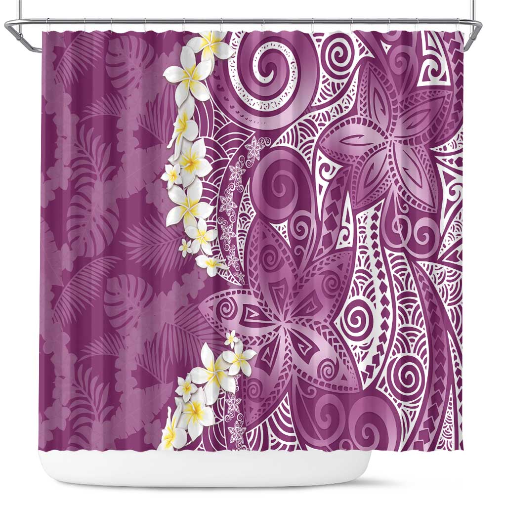 Pink Polynesian Tribal Frangipani Tropical Vibe Shower Curtain LT14 Pink - Polynesian Pride