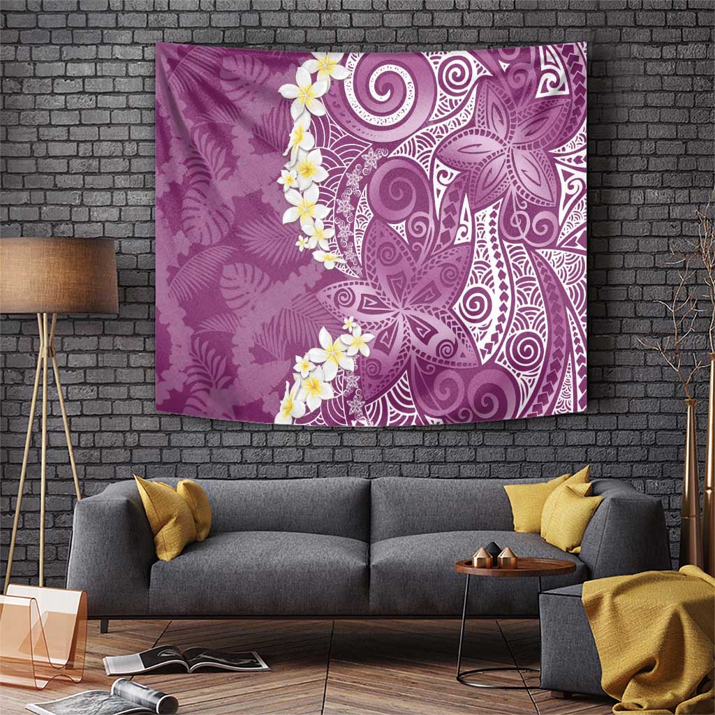 Pink Polynesian Tribal Frangipani Tropical Vibe Tapestry LT14 Pink - Polynesian Pride