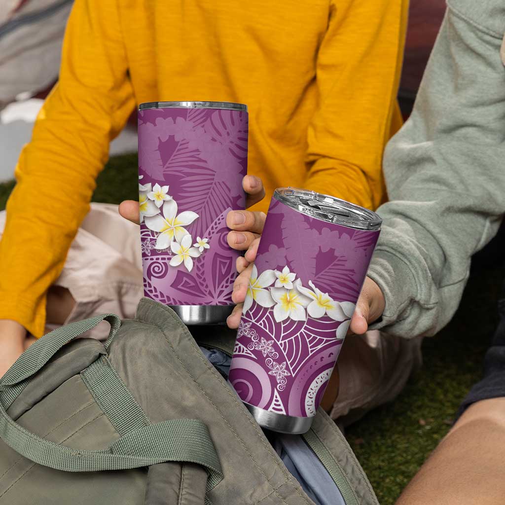 Pink Polynesian Tribal Frangipani Tropical Vibe Tumbler Cup