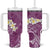 Pink Polynesian Tribal Frangipani Tropical Vibe Tumbler With Handle