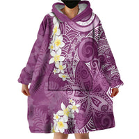 Pink Polynesian Tribal Frangipani Tropical Vibe Wearable Blanket Hoodie