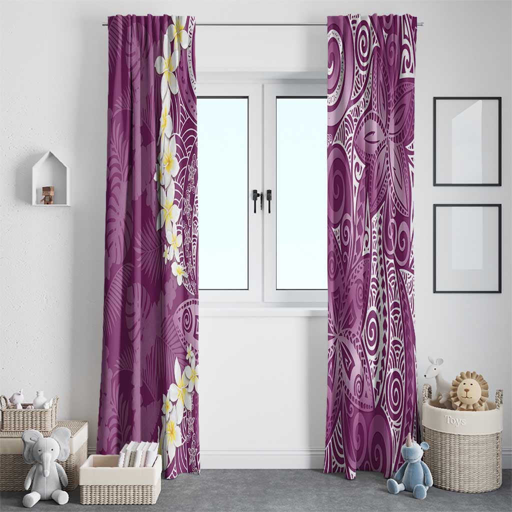 Pink Polynesian Tribal Frangipani Tropical Vibe Window Curtain