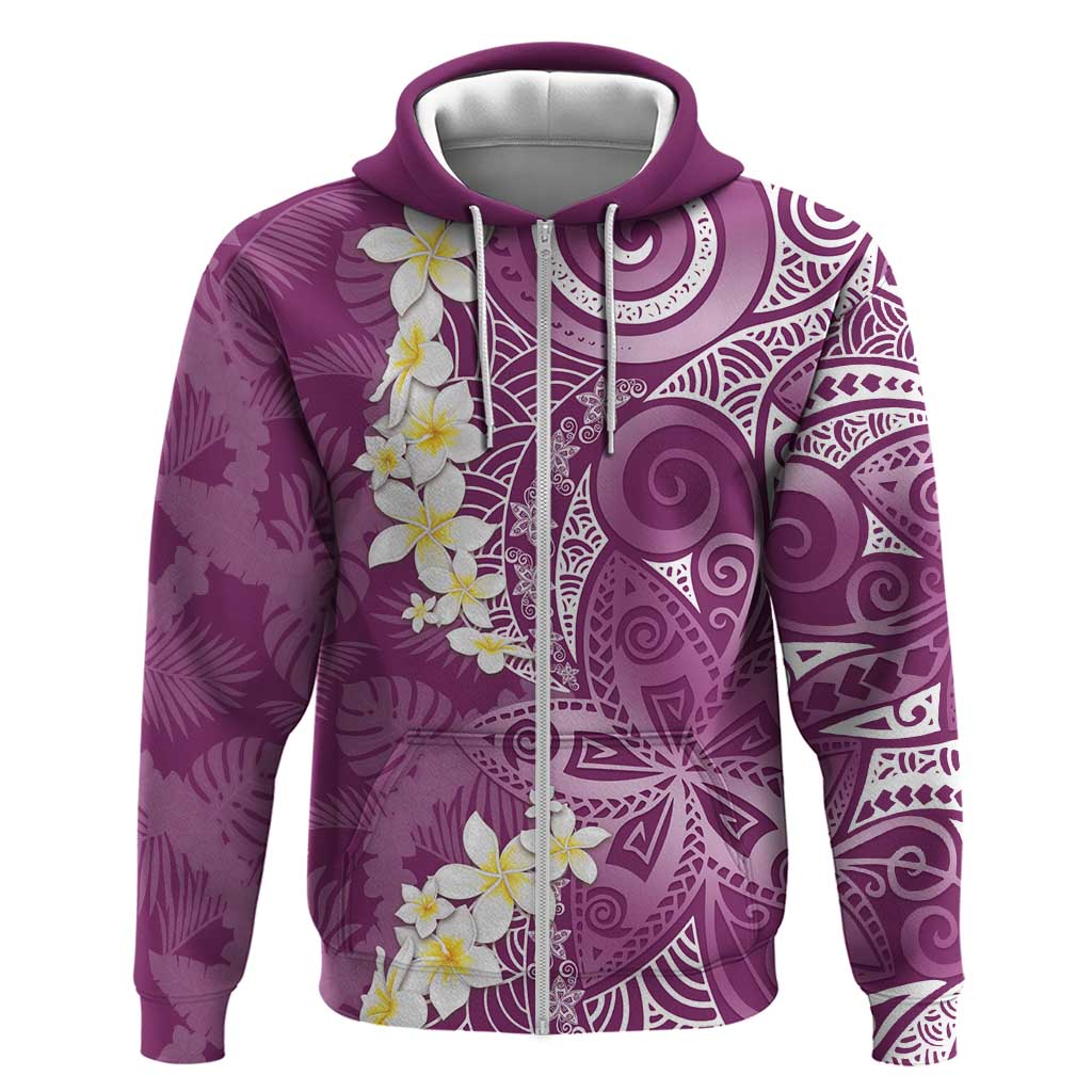 Pink Polynesian Tribal Frangipani Tropical Vibe Zip Hoodie LT14 Zip Hoodie Pink - Polynesian Pride