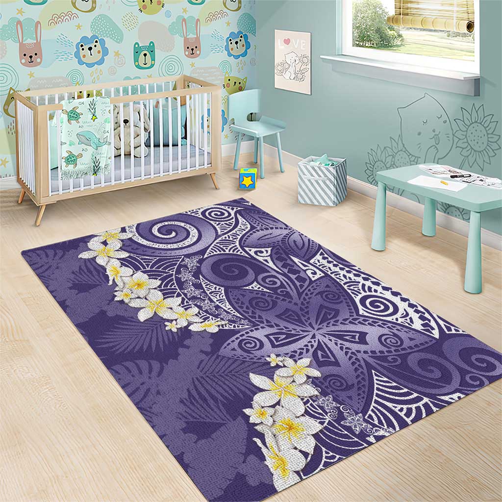 Violet Polynesian Tribal Frangipani Tropical Vibe Area Rug