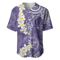 Violet Polynesian Tribal Frangipani Tropical Vibe Baseball Jersey