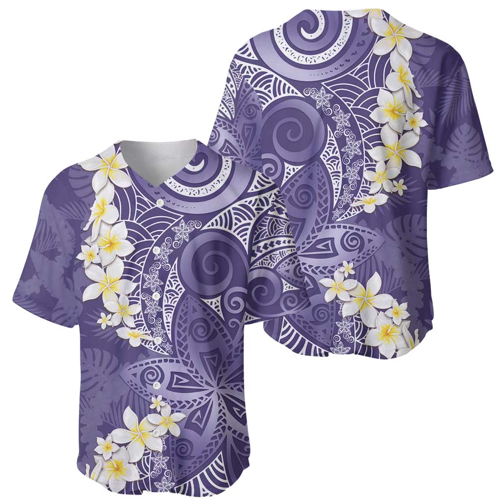 Violet Polynesian Tribal Frangipani Tropical Vibe Baseball Jersey