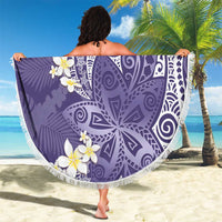 Violet Polynesian Tribal Frangipani Tropical Vibe Beach Blanket