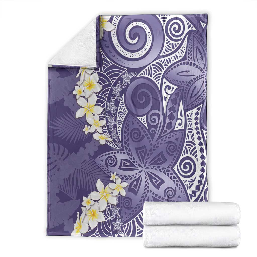 Violet Polynesian Tribal Frangipani Tropical Vibe Blanket