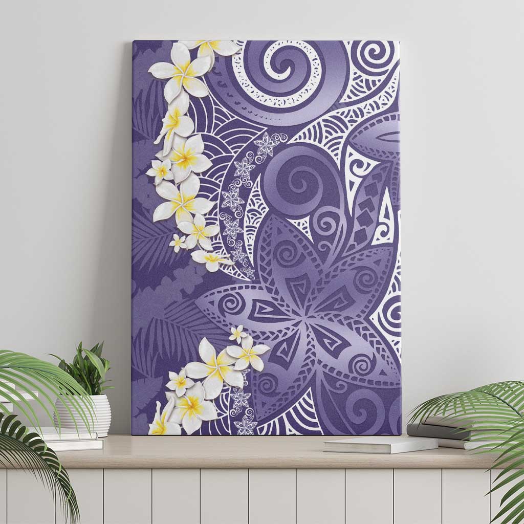 Violet Polynesian Tribal Frangipani Tropical Vibe Canvas Wall Art