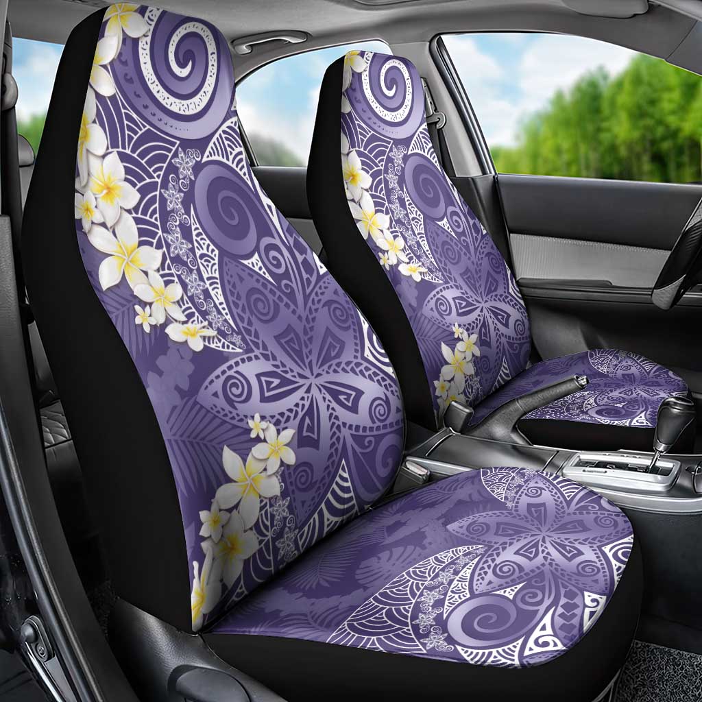 Violet Polynesian Tribal Frangipani Tropical Vibe Car Seat Cover