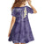 Violet Polynesian Tribal Frangipani Tropical Vibe Family Matching Off The Shoulder Long Sleeve Dress and Hawaiian Shirt
