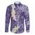 Violet Polynesian Tribal Frangipani Tropical Vibe Family Matching Off The Shoulder Long Sleeve Dress and Hawaiian Shirt