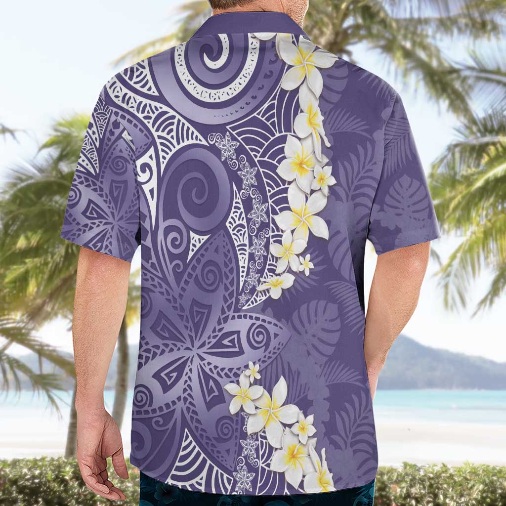 Violet Polynesian Tribal Frangipani Tropical Vibe Hawaiian Shirt