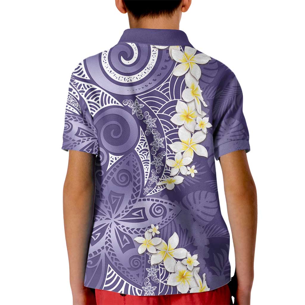 Violet Polynesian Tribal Frangipani Tropical Vibe Kid Polo Shirt