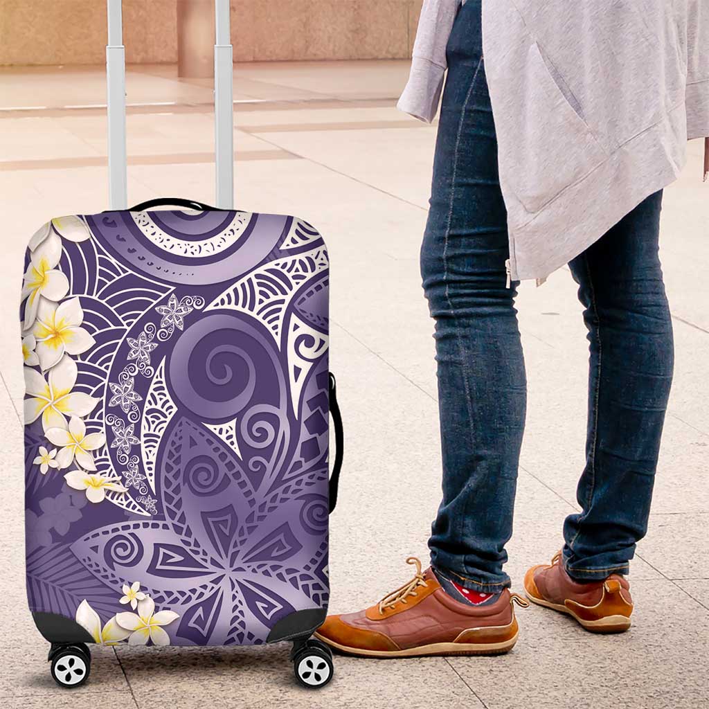 Violet Polynesian Tribal Frangipani Tropical Vibe Luggage Cover LT14 Violet - Polynesian Pride