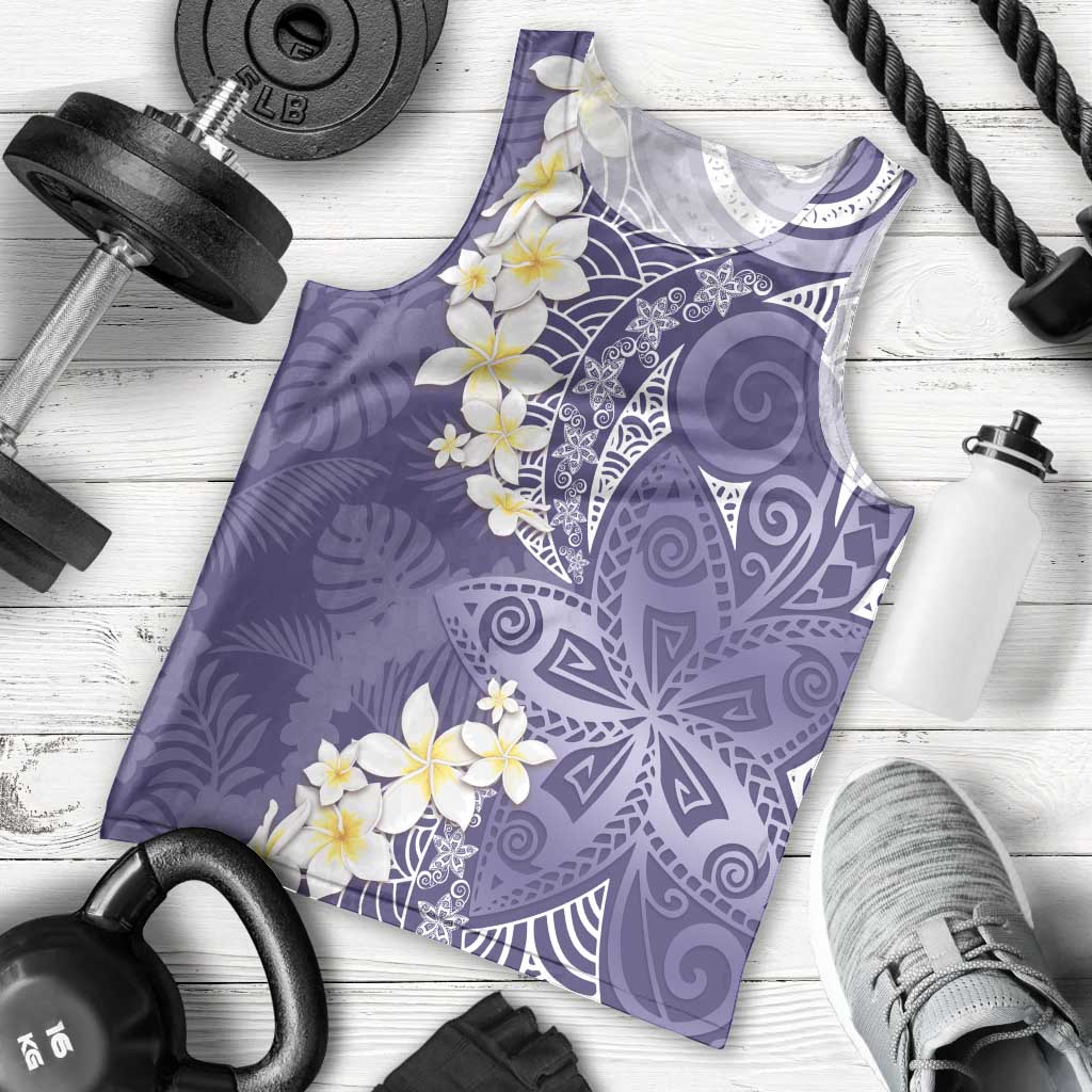 Violet Polynesian Tribal Frangipani Tropical Vibe Men Tank Top