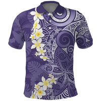 Violet Polynesian Tribal Frangipani Tropical Vibe Polo Shirt