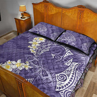 Violet Polynesian Tribal Frangipani Tropical Vibe Quilt Bed Set