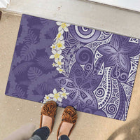 Violet Polynesian Tribal Frangipani Tropical Vibe Rubber Doormat