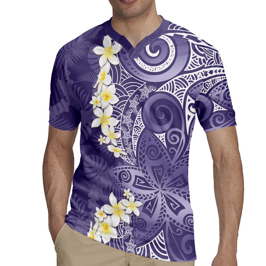 Violet Polynesian Tribal Frangipani Tropical Vibe Rugby Jersey