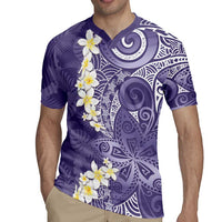 Violet Polynesian Tribal Frangipani Tropical Vibe Rugby Jersey