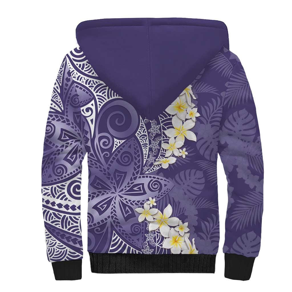 Violet Polynesian Tribal Frangipani Tropical Vibe Sherpa Hoodie