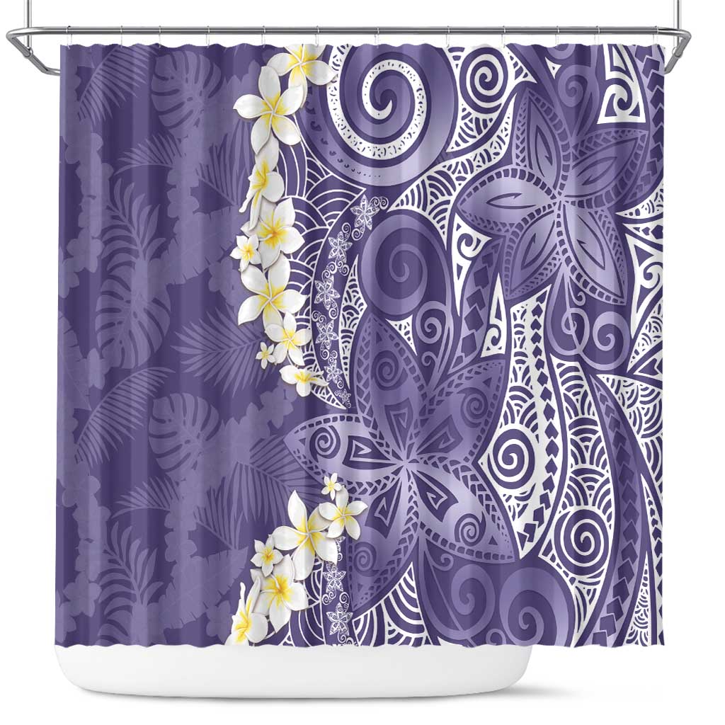 Violet Polynesian Tribal Frangipani Tropical Vibe Shower Curtain LT14 Violet - Polynesian Pride