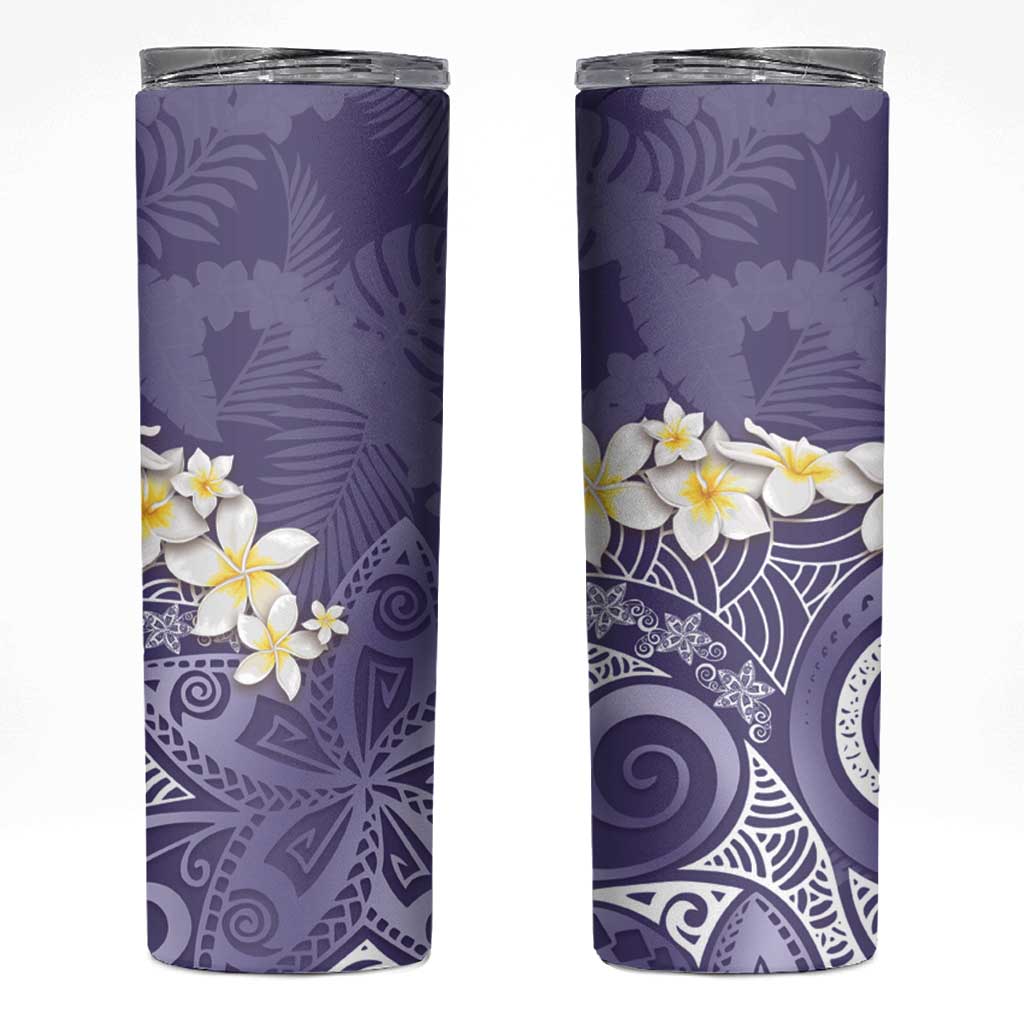 Violet Polynesian Tribal Frangipani Tropical Vibe Skinny Tumbler