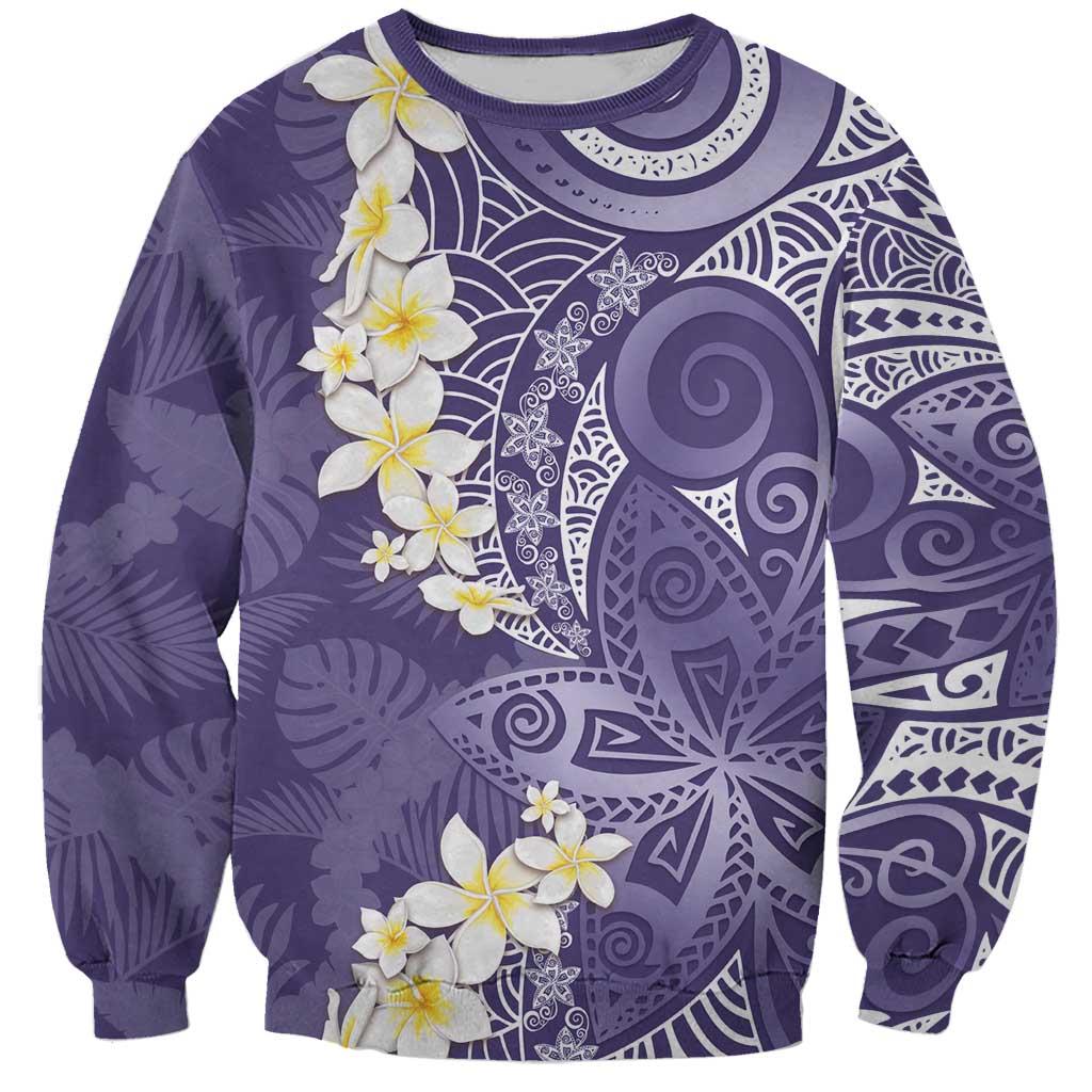 Violet Polynesian Tribal Frangipani Tropical Vibe Sweatshirt