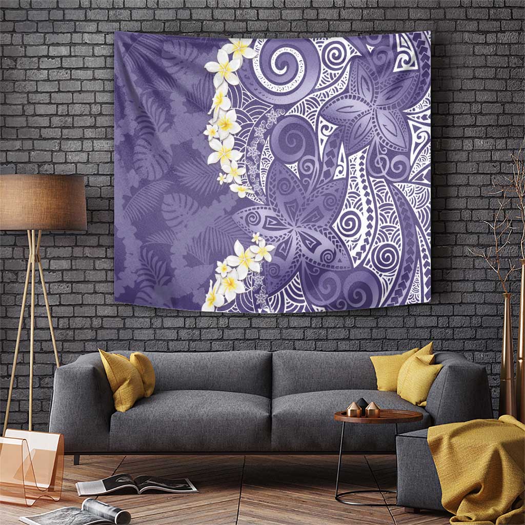 Violet Polynesian Tribal Frangipani Tropical Vibe Tapestry LT14 Violet - Polynesian Pride