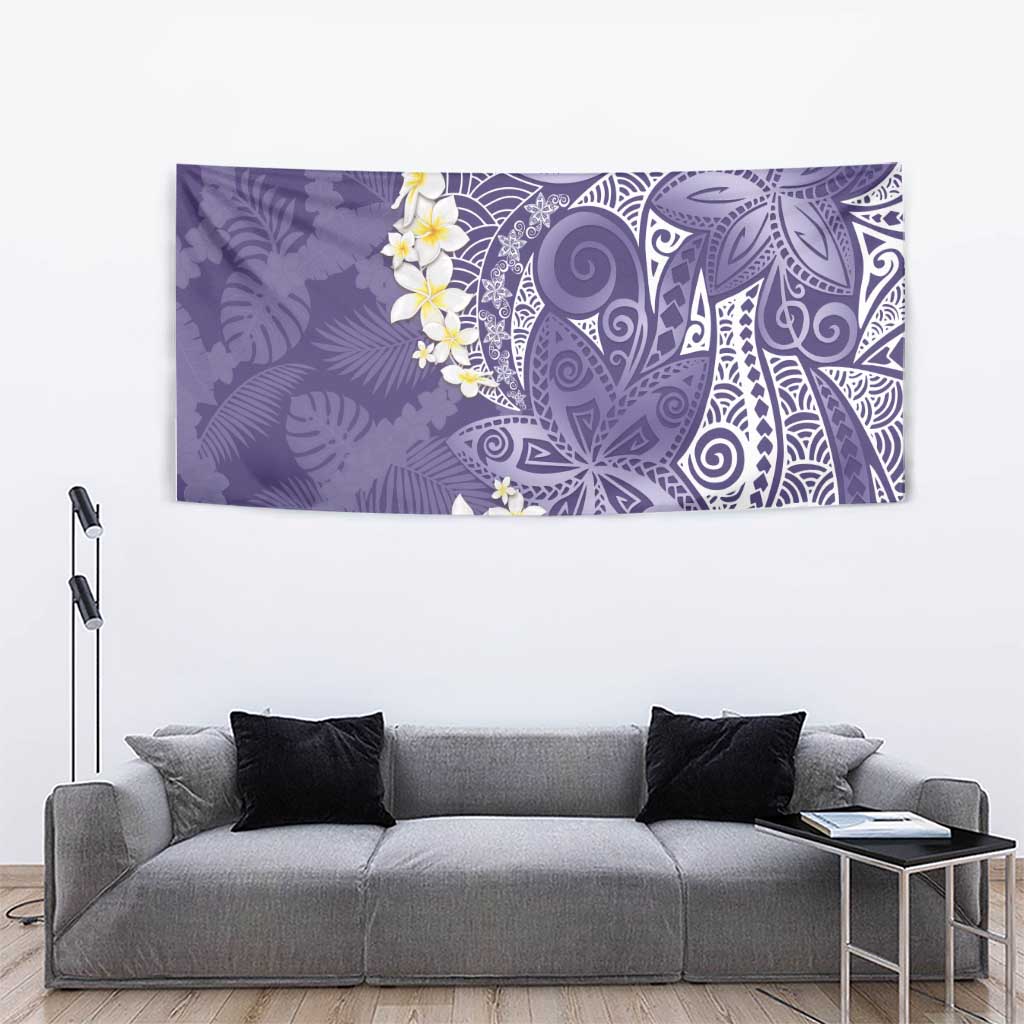 Violet Polynesian Tribal Frangipani Tropical Vibe Tapestry