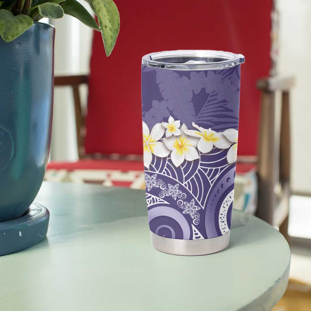 Violet Polynesian Tribal Frangipani Tropical Vibe Tumbler Cup