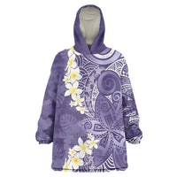 Violet Polynesian Tribal Frangipani Tropical Vibe Wearable Blanket Hoodie
