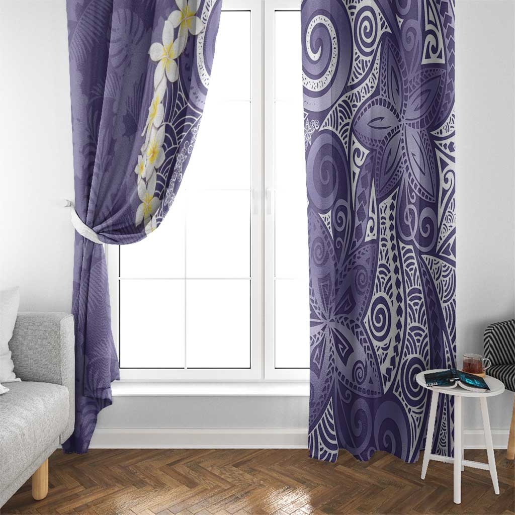 Violet Polynesian Tribal Frangipani Tropical Vibe Window Curtain