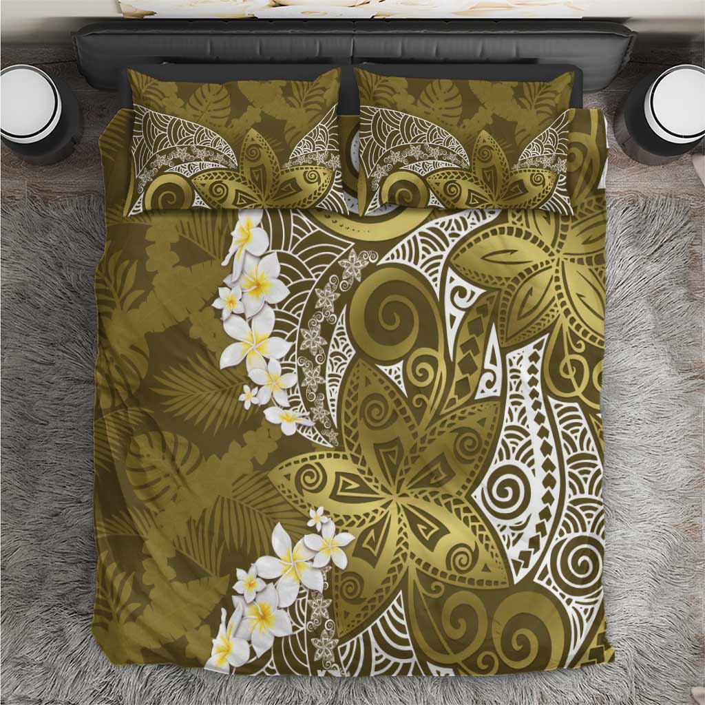 Gold Polynesian Tribal Frangipani Tropical Vibe Bedding Set LT14 Gold - Polynesian Pride