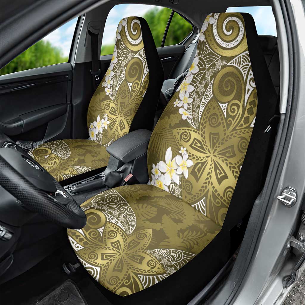 Gold Polynesian Tribal Frangipani Tropical Vibe Car Seat Cover
