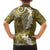 Gold Polynesian Tribal Frangipani Tropical Vibe Family Matching Summer Maxi Dress and Hawaiian Shirt