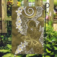 Gold Polynesian Tribal Frangipani Tropical Vibe Garden Flag