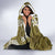 Gold Polynesian Tribal Frangipani Tropical Vibe Hooded Blanket