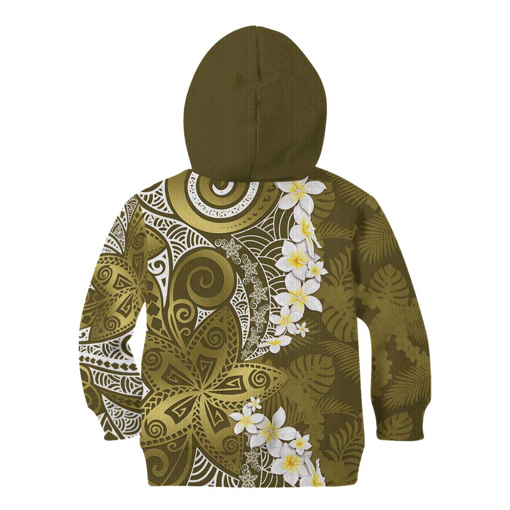 Gold Polynesian Tribal Frangipani Tropical Vibe Kid Hoodie