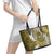 Gold Polynesian Tribal Frangipani Tropical Vibe Leather Tote Bag