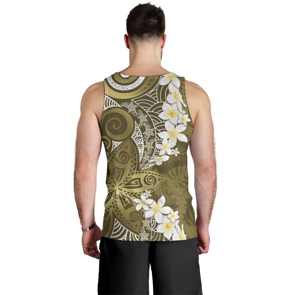 Gold Polynesian Tribal Frangipani Tropical Vibe Men Tank Top